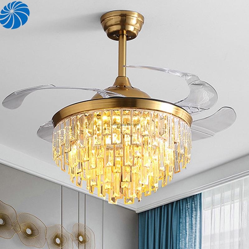 luxury crystal invisible ceiling fan